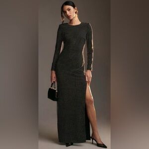 Monique Lhuillier Lorelei Crystal Mesh Column Gown, size 12